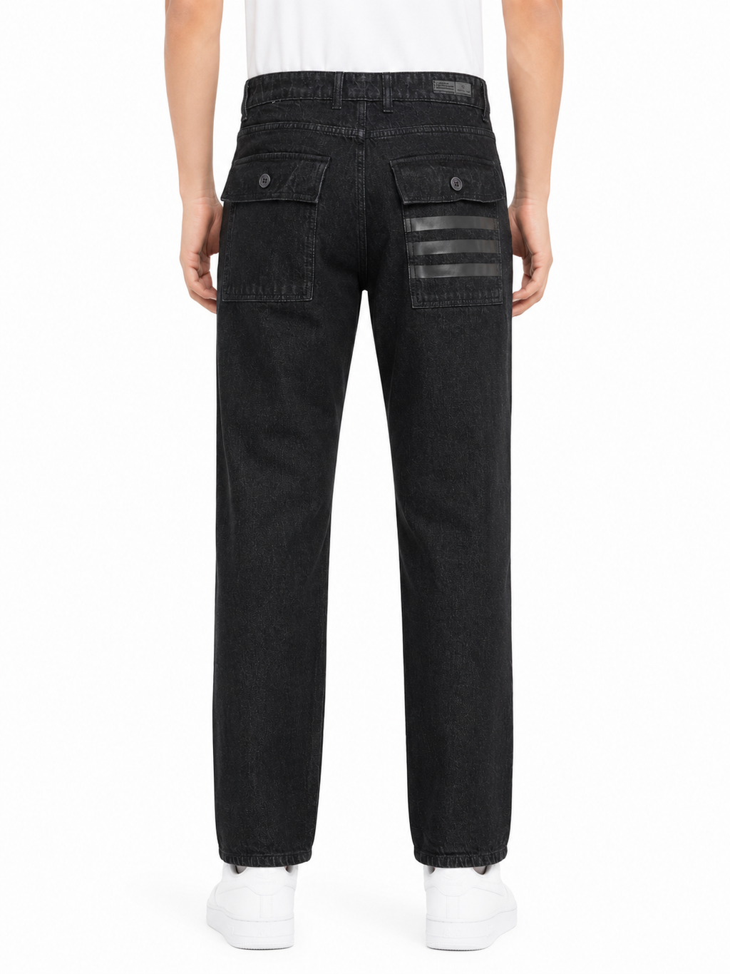 MATALINO Straight Fit Utility Denim Jeans – Charcoal Black