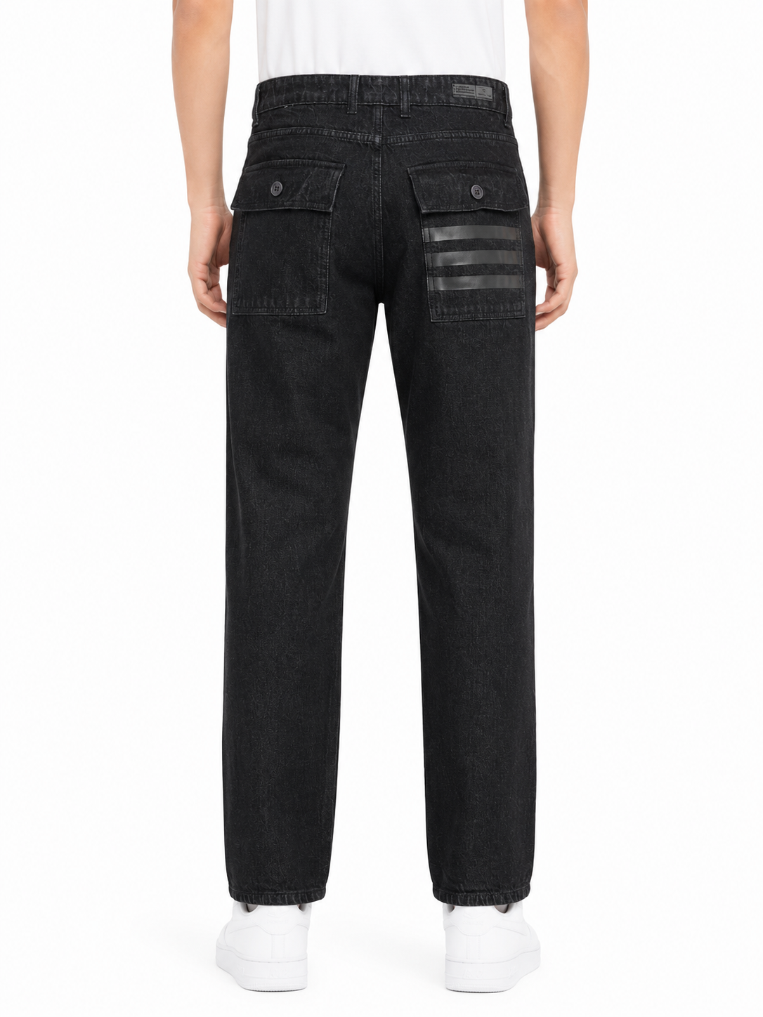 MATALINO Straight Fit Utility Denim Jeans – Charcoal Black