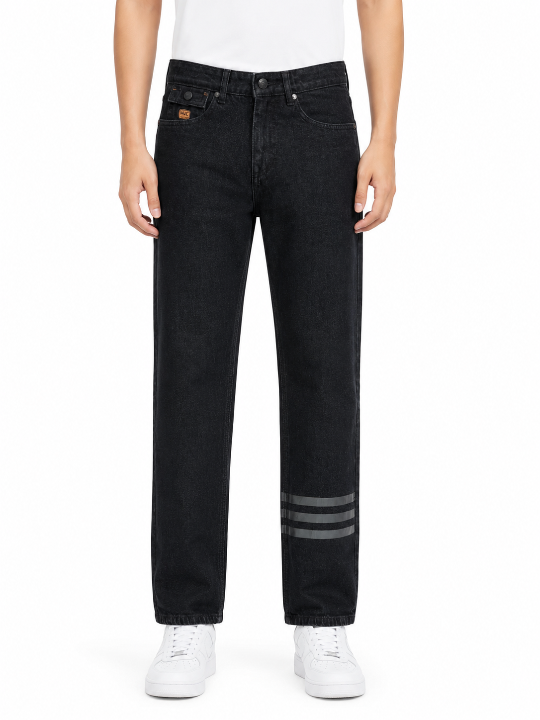 MATALINO Straight Fit Utility Denim Jeans – Charcoal Black