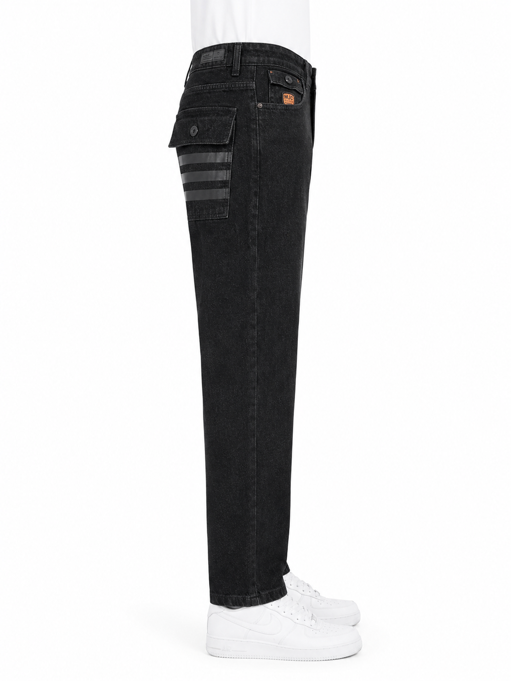 MATALINO Straight Fit Utility Denim Jeans – Charcoal Black