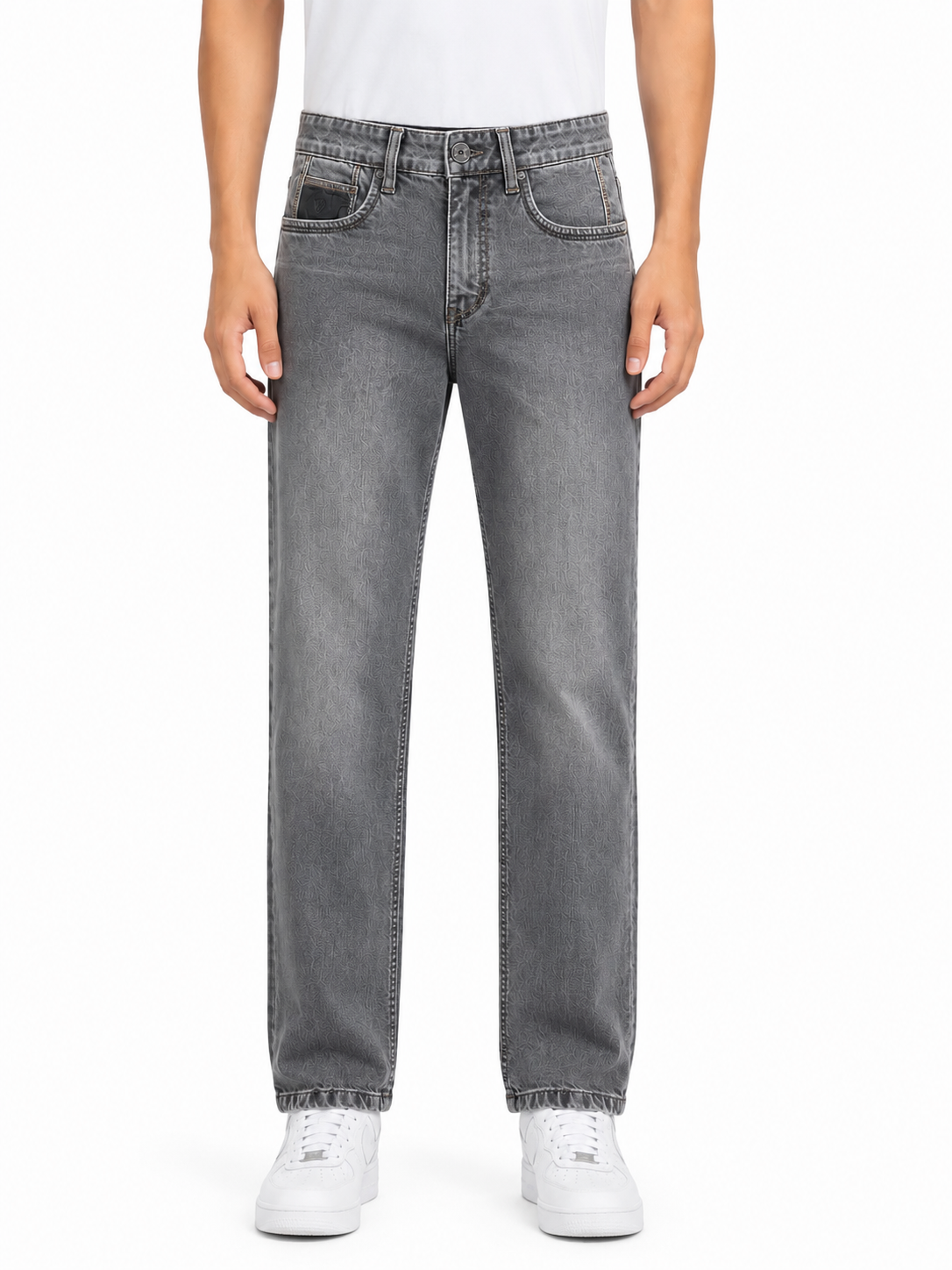 MATALINO Men's Straight Fit Washed Grey Jeans