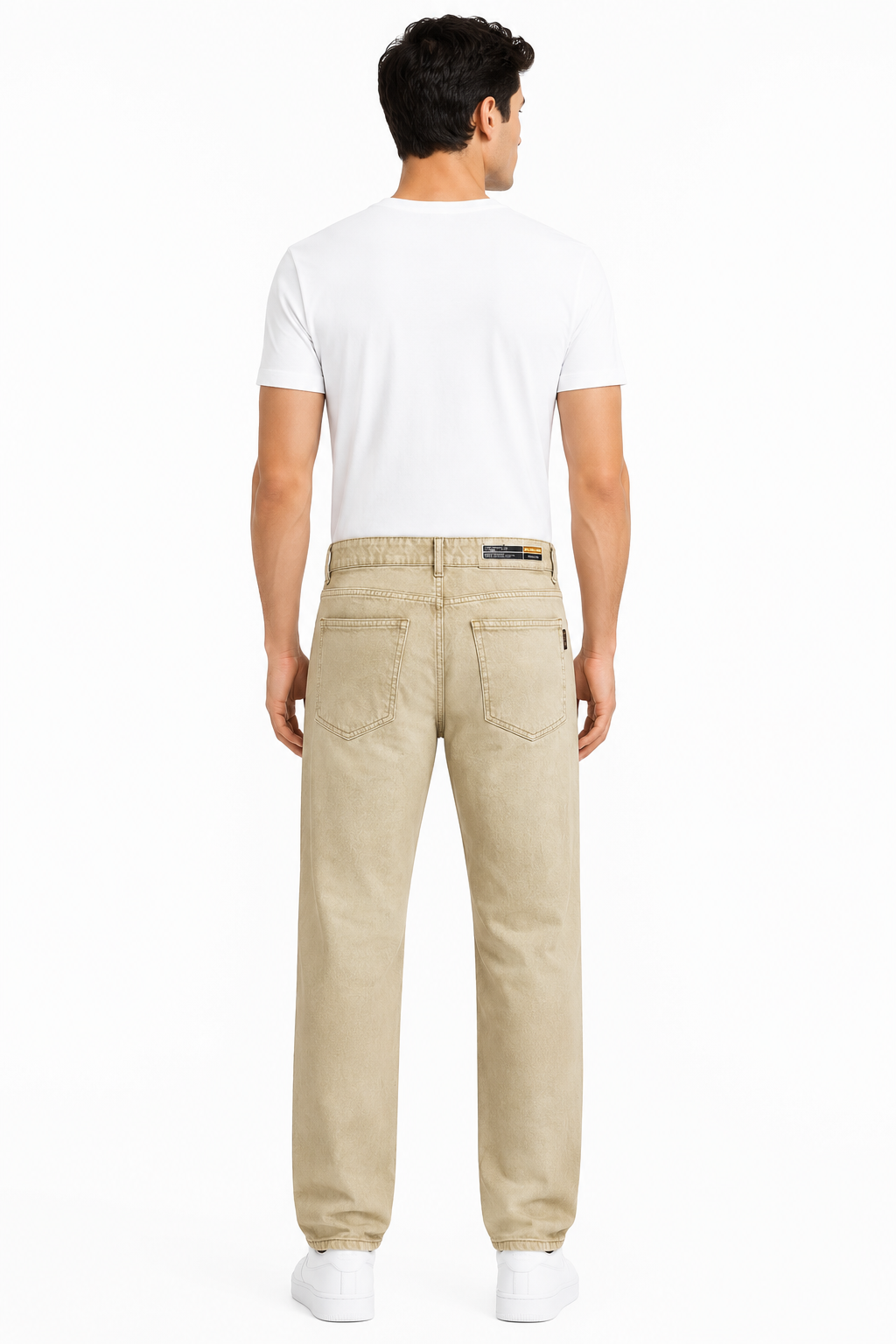 MATALINO Men's Beige Straight Fit Denim Jeans