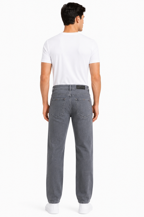 MATALINO Men's Grey Straight Fit Jeans