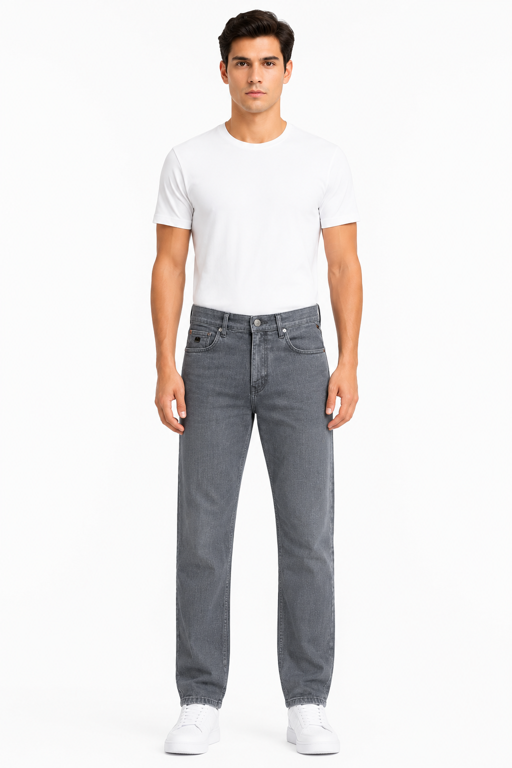 MATALINO Men's Grey Straight Fit Jeans