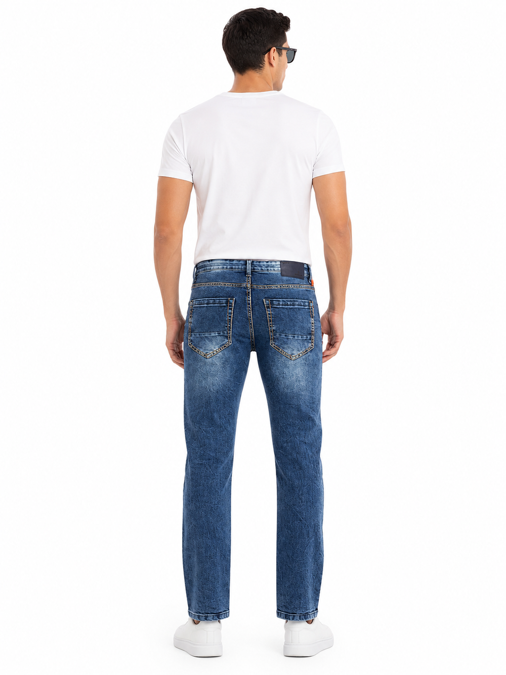 MATALINO Men's Washed Blue Straight Fit Jeans