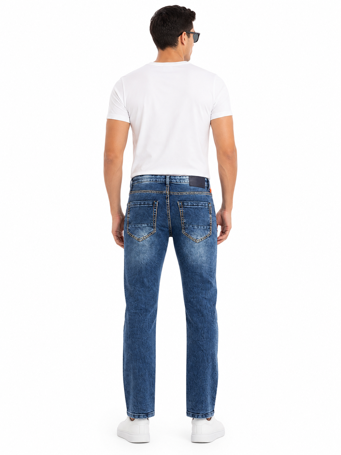 MATALINO Men's Washed Blue Straight Fit Jeans