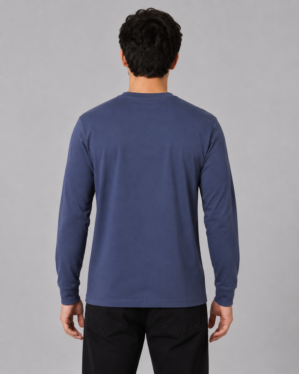 MATALINO Men's Premium Full Sleeve Crew Neck T-Shirt – Navy Blue