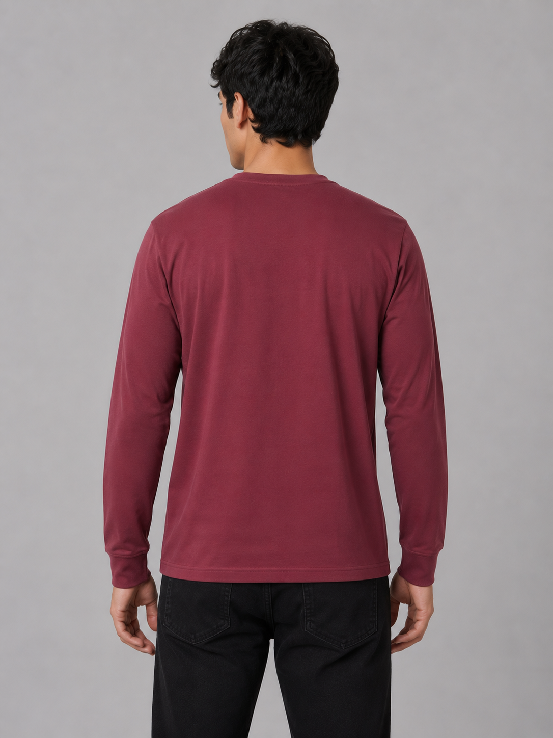 MATALINO Men's Full Sleeve Crew Neck T-Shirt – Maroon