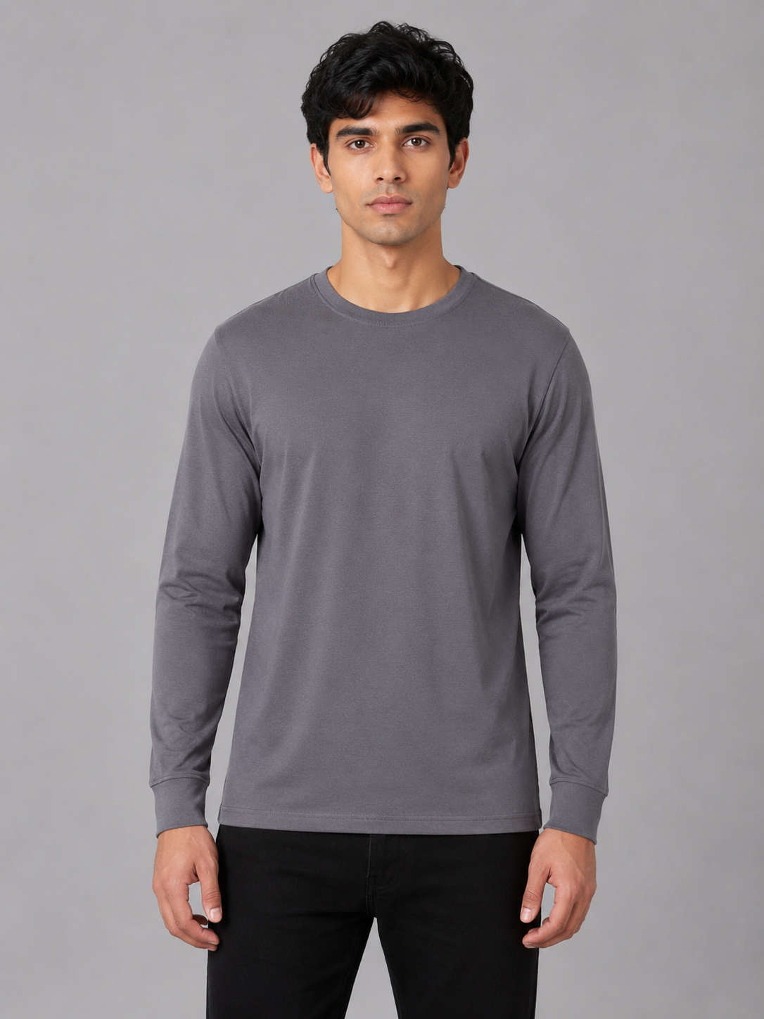 MATALINO Men's Premium Full Sleeve Crew Neck T-Shirt – Grey