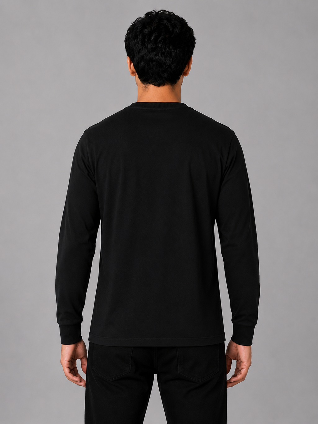 MATALINO Men's Embroidered Full Sleeve T-Shirt – Black