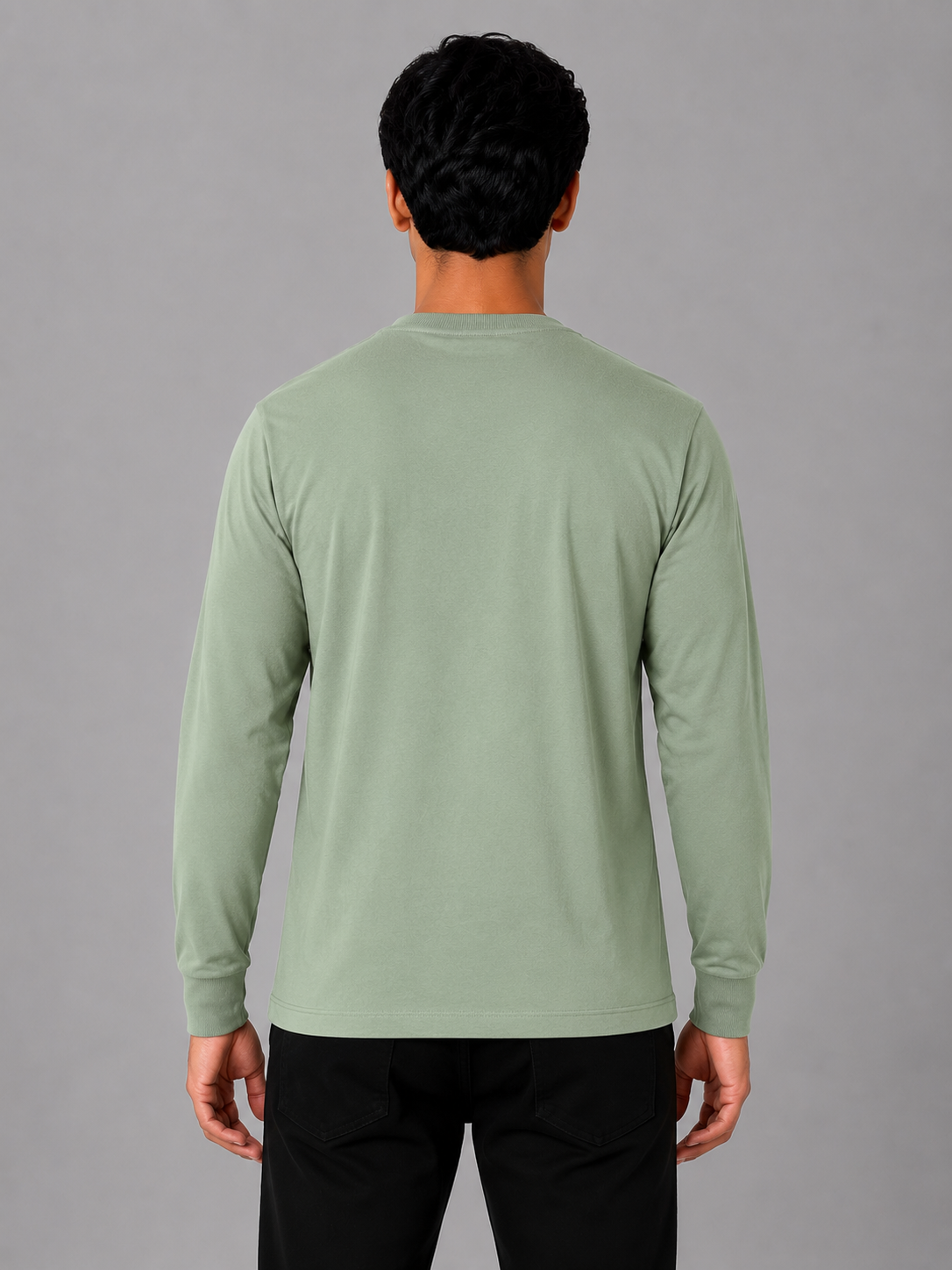 Sage Green "Impact" Printed Full Sleeve T-Shirt