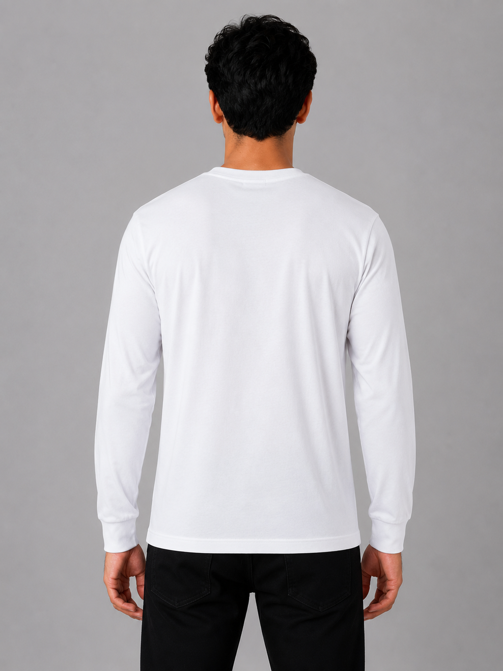 White "Happiness" Embroidered Full Sleeve T-Shirt