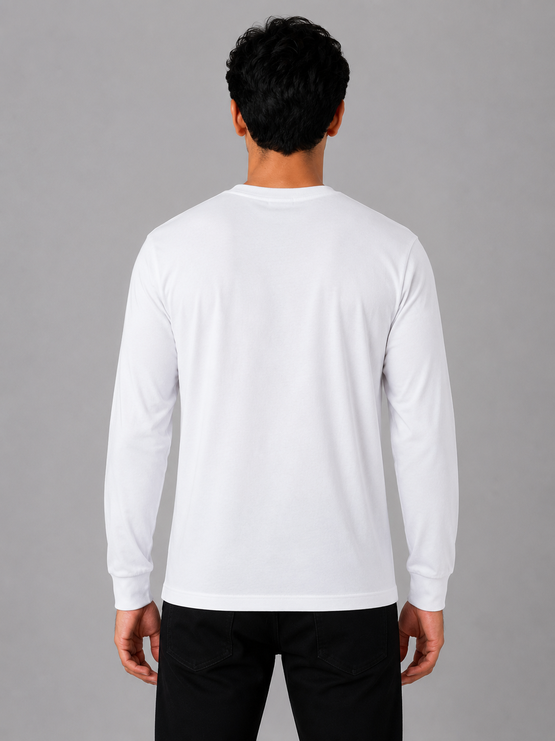 White "Happiness" Embroidered Full Sleeve T-Shirt