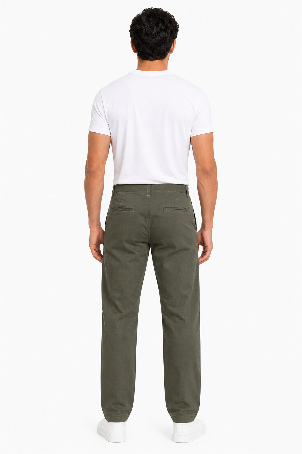 MATALINO Relaxed Straight Fit Cotton Trousers – Olive