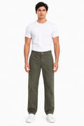 MATALINO Relaxed Straight Fit Cotton Trousers – Olive