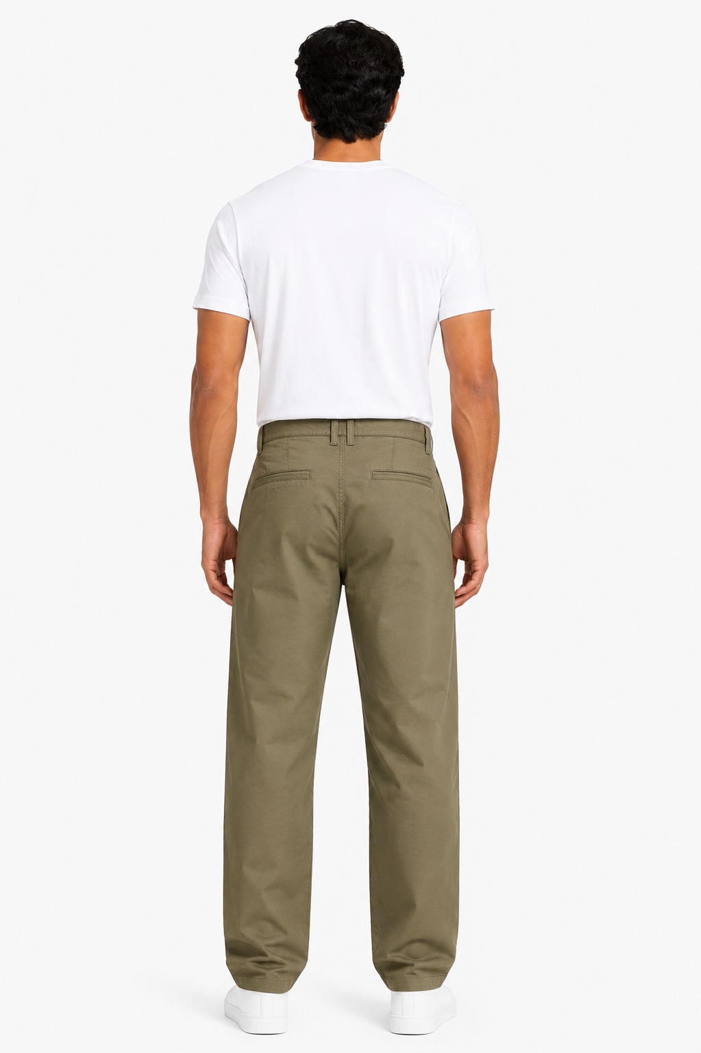 Relaxed Straight Fit Chino Trousers – Khaki