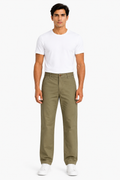 Relaxed Straight Fit Chino Trousers – Khaki