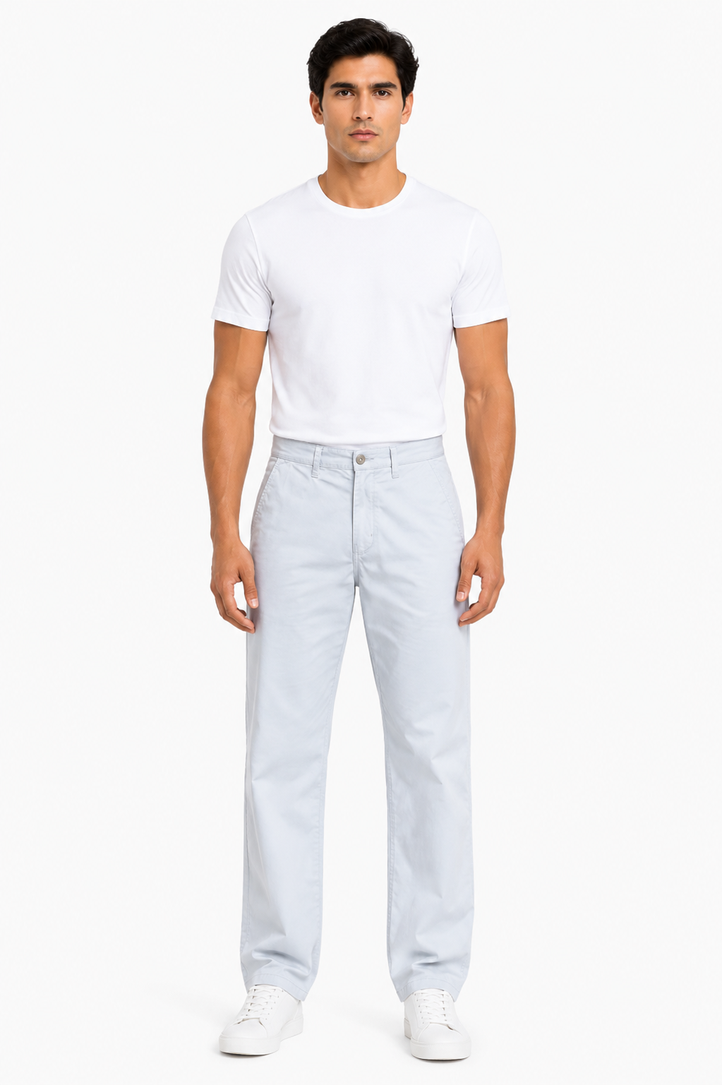 MATALINO Relaxed Straight Fit Cotton Trousers – Sky Blue