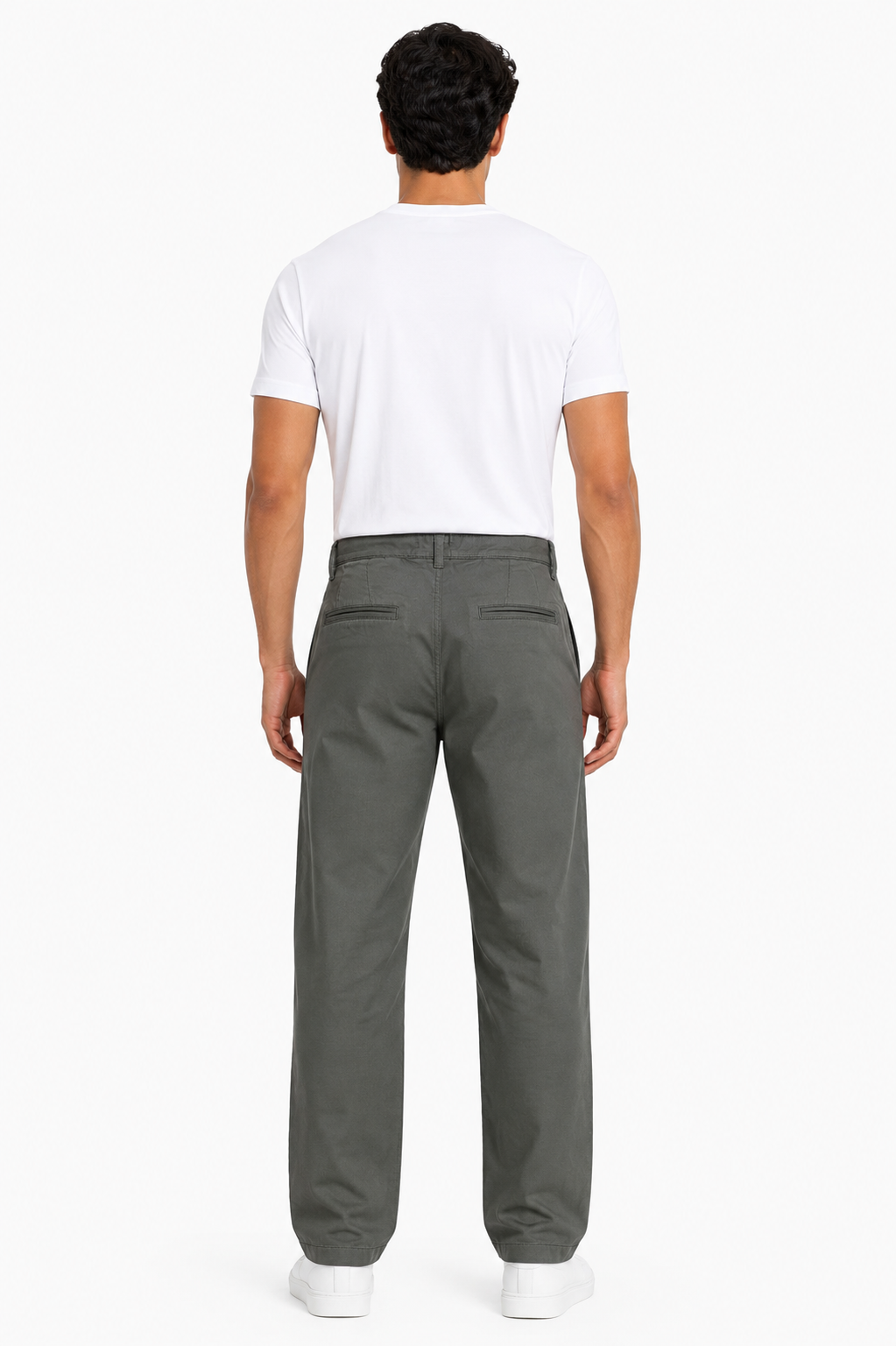 MATALINO Relaxed Straight Fit Cotton Trousers – Dark Grey