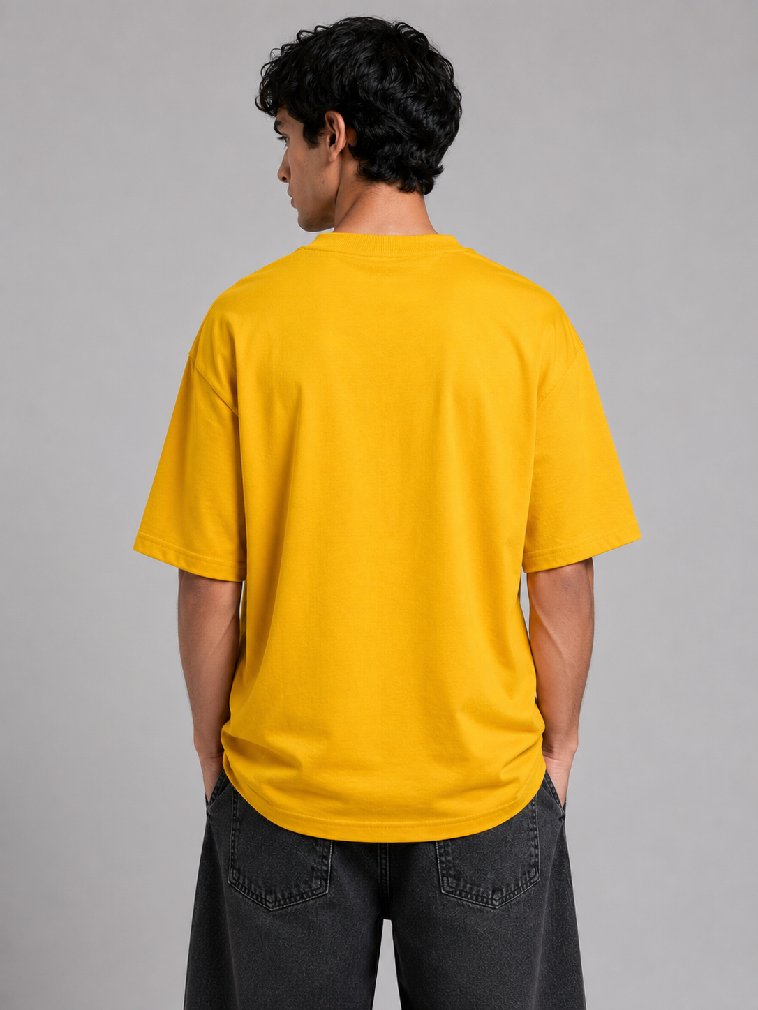 MATALINO Oversized Drop Shoulder Graphic T-Shirt – Mustard Yellow