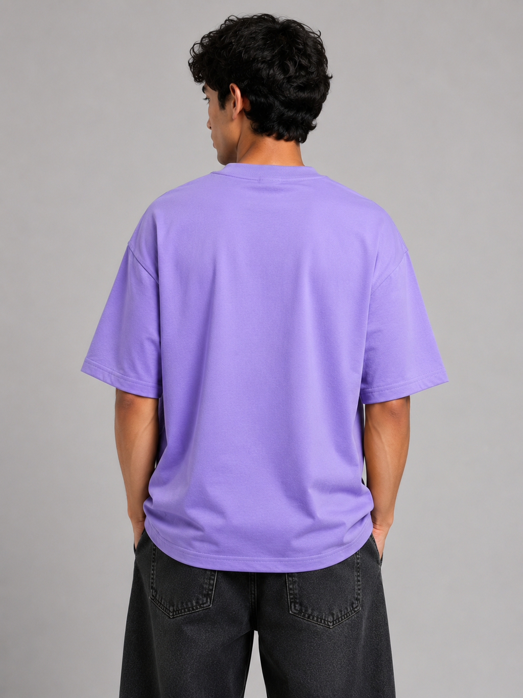 Matalino Oversized Drop-Shoulder Graphic T-Shirt – Lavender