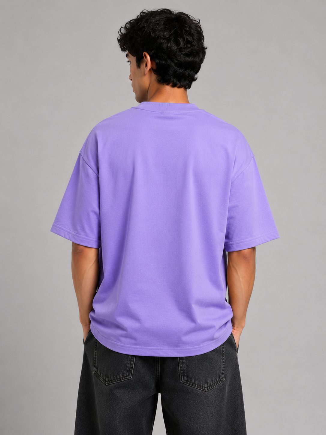 Matalino Oversized Drop-Shoulder Graphic T-Shirt – Lavender