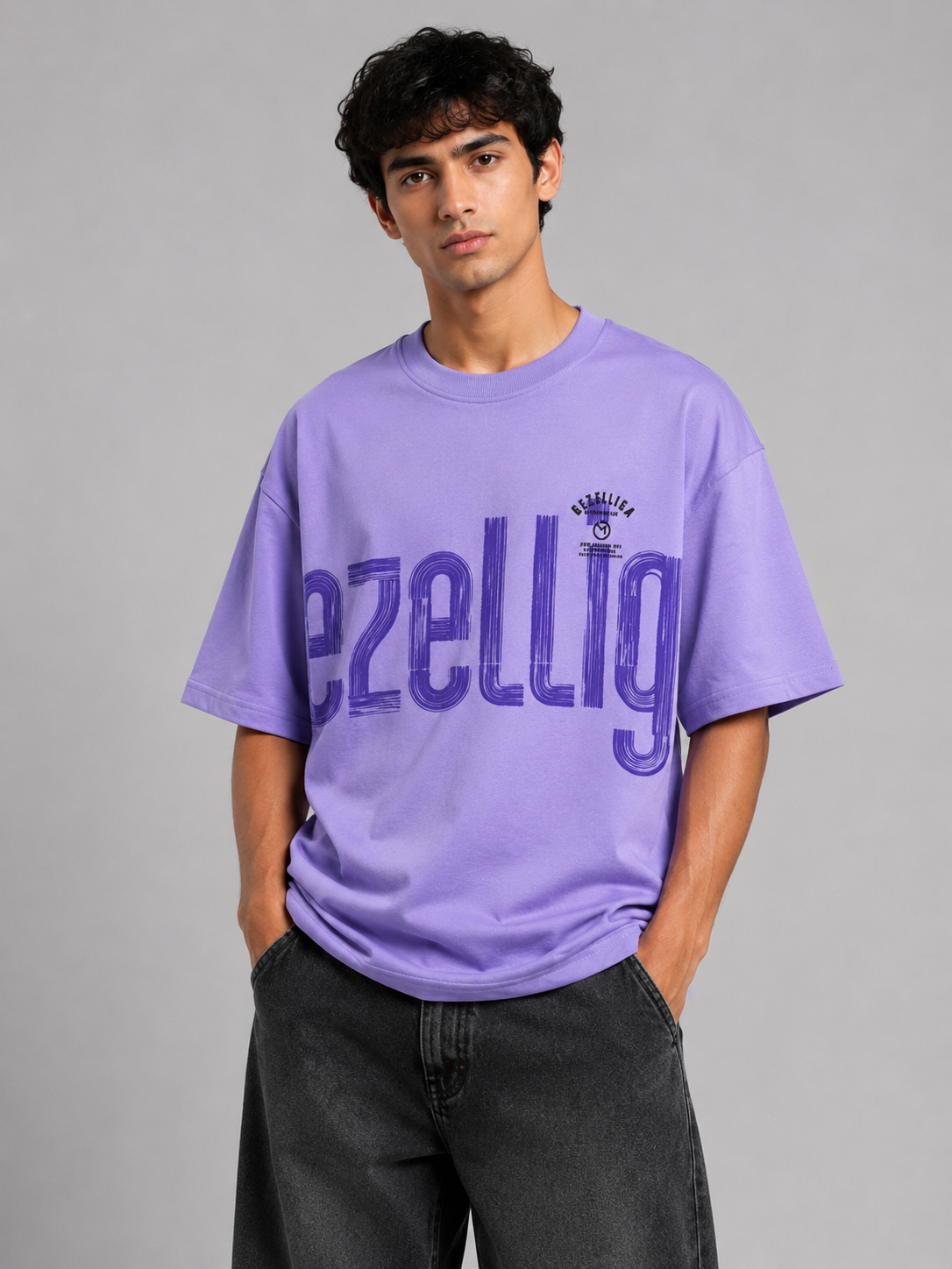 Matalino Oversized Drop-Shoulder Graphic T-Shirt – Lavender