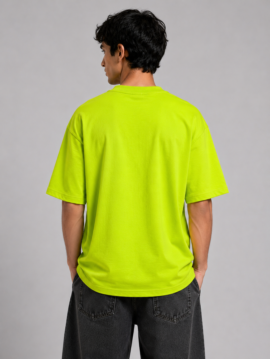 MATALINO Oversized Drop-Shoulder Graphic T-Shirt – Neon Green