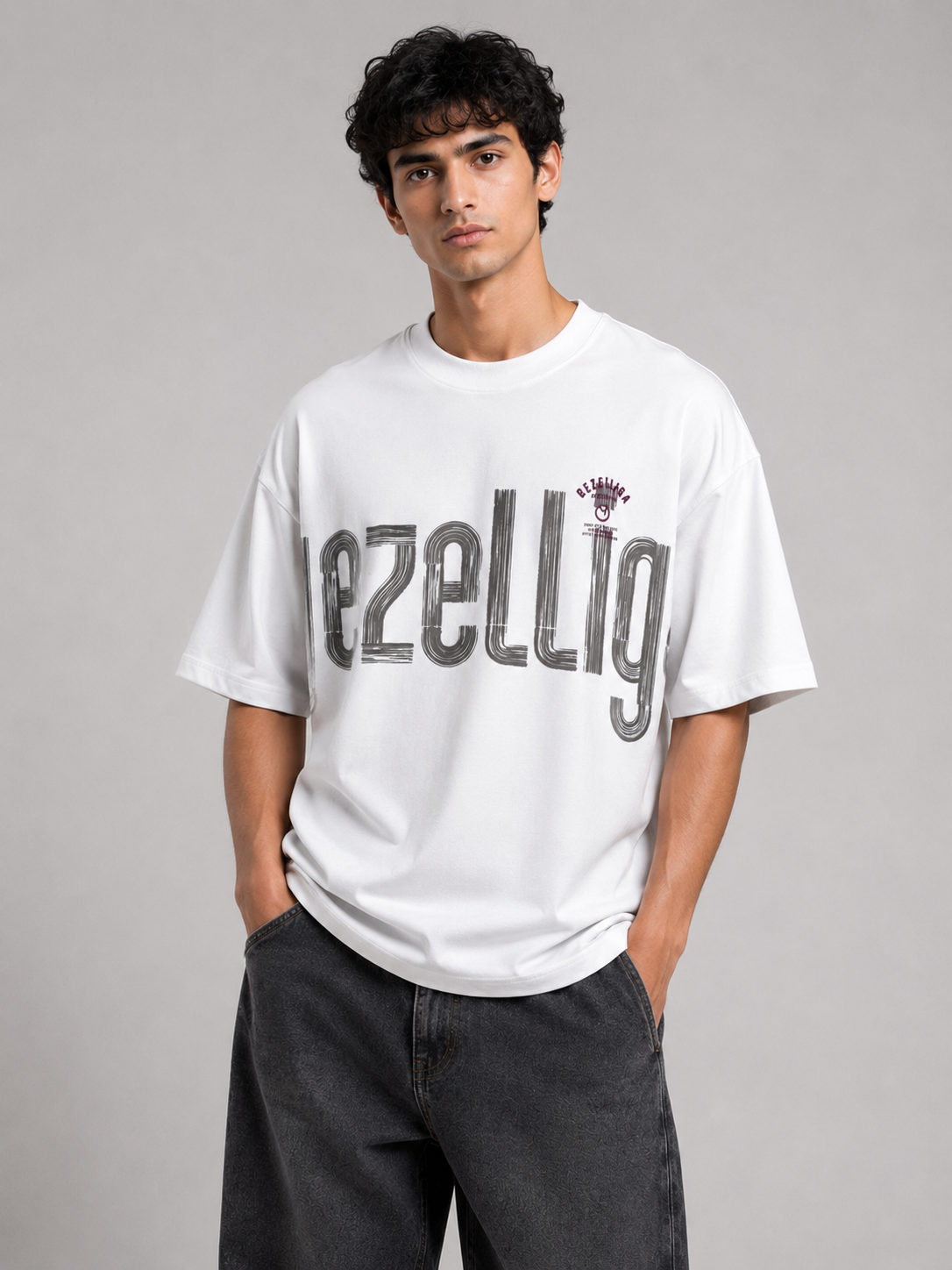 Matalino Oversized Drop Shoulder Graphic T-Shirt – White